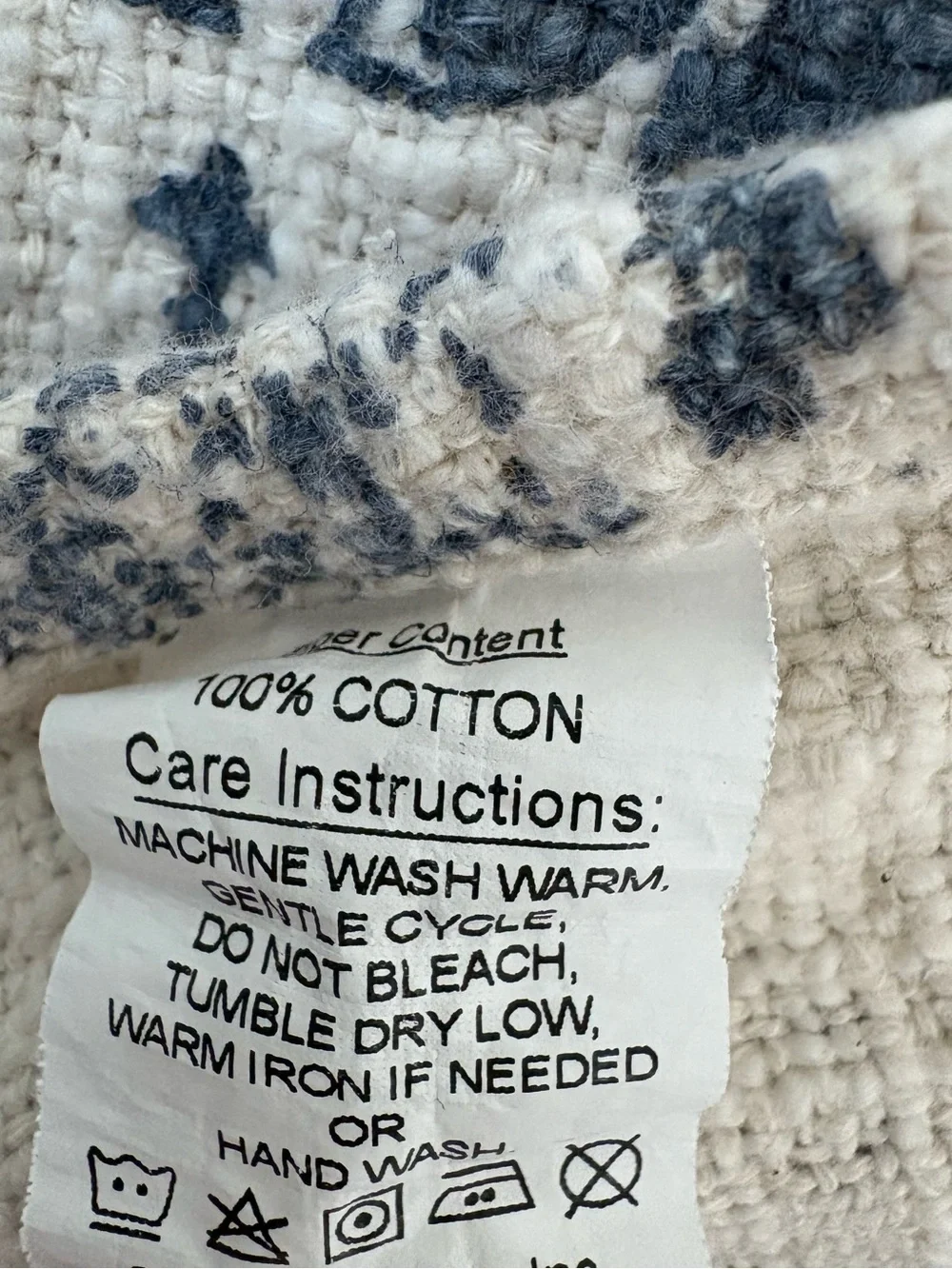 Cottagecore English Countryside Horse Throw Blanket Fringe Blue Cream 48” x 58”